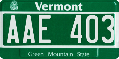VT license plate AAE403