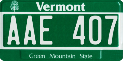 VT license plate AAE407