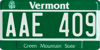 VT license plate AAE409