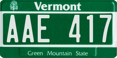 VT license plate AAE417