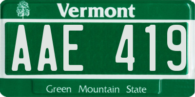 VT license plate AAE419