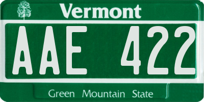 VT license plate AAE422