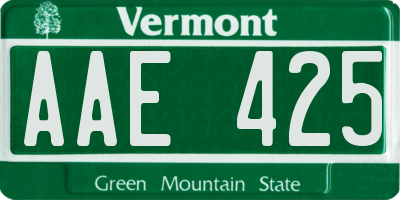 VT license plate AAE425