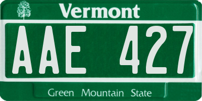 VT license plate AAE427