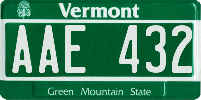 VT license plate AAE432