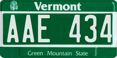 VT license plate AAE434