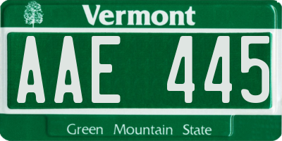 VT license plate AAE445