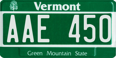 VT license plate AAE450