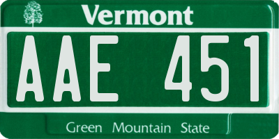 VT license plate AAE451