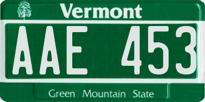 VT license plate AAE453