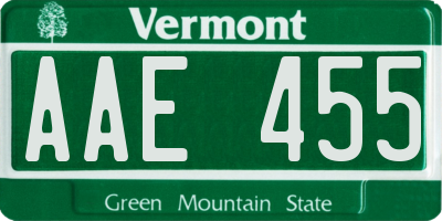 VT license plate AAE455