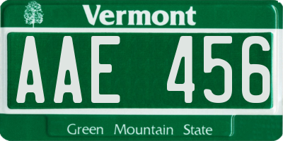 VT license plate AAE456