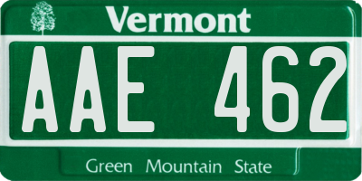 VT license plate AAE462