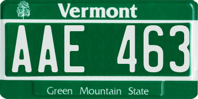 VT license plate AAE463