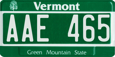 VT license plate AAE465