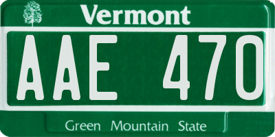 VT license plate AAE470