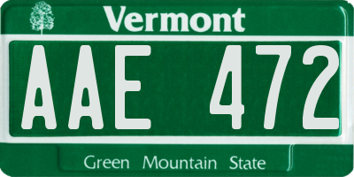 VT license plate AAE472