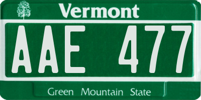 VT license plate AAE477