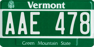 VT license plate AAE478