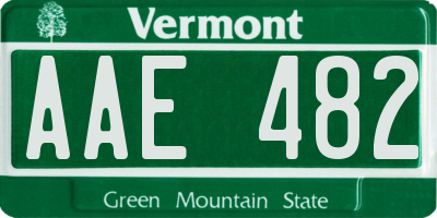 VT license plate AAE482