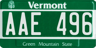 VT license plate AAE496