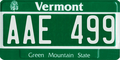 VT license plate AAE499