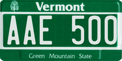 VT license plate AAE500