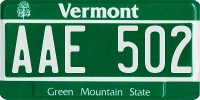 VT license plate AAE502