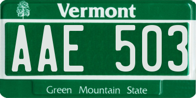 VT license plate AAE503