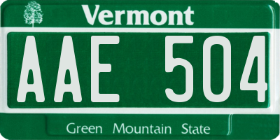 VT license plate AAE504