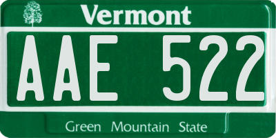 VT license plate AAE522