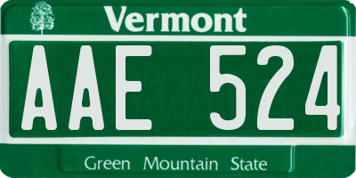 VT license plate AAE524