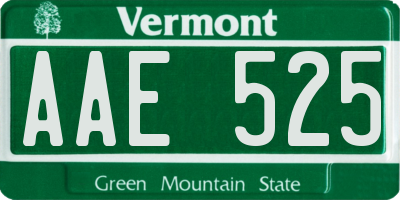 VT license plate AAE525