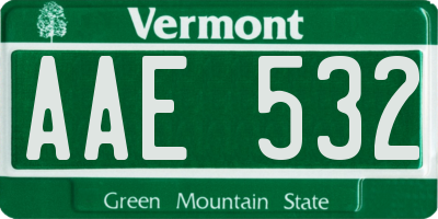VT license plate AAE532