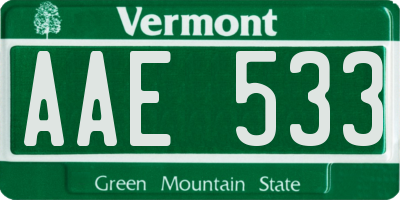 VT license plate AAE533