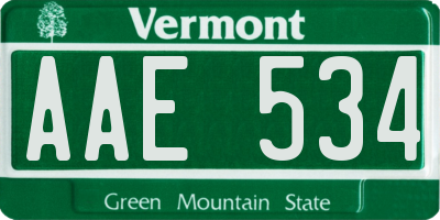 VT license plate AAE534