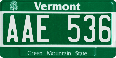 VT license plate AAE536