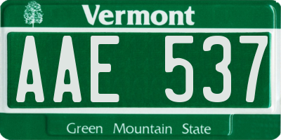 VT license plate AAE537