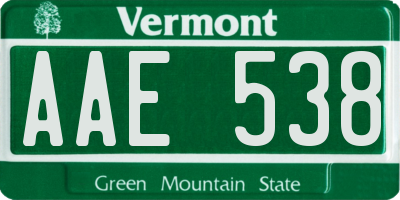 VT license plate AAE538