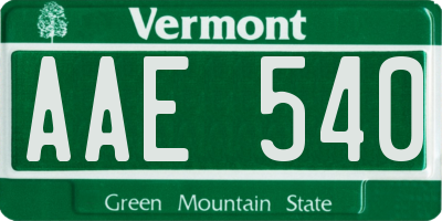 VT license plate AAE540