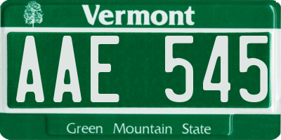 VT license plate AAE545