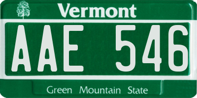 VT license plate AAE546