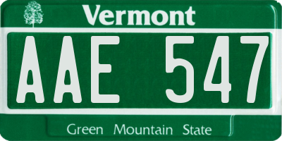 VT license plate AAE547