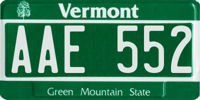 VT license plate AAE552