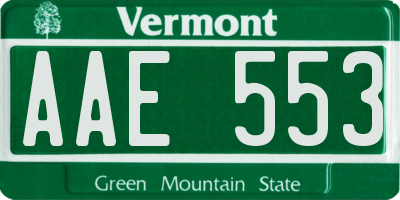 VT license plate AAE553