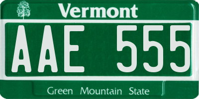 VT license plate AAE555