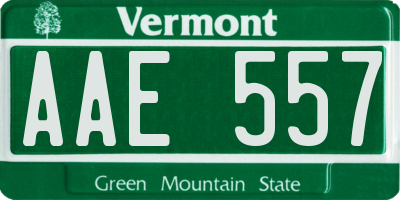 VT license plate AAE557