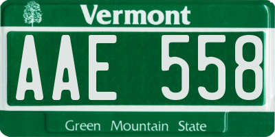 VT license plate AAE558