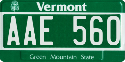 VT license plate AAE560