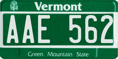 VT license plate AAE562